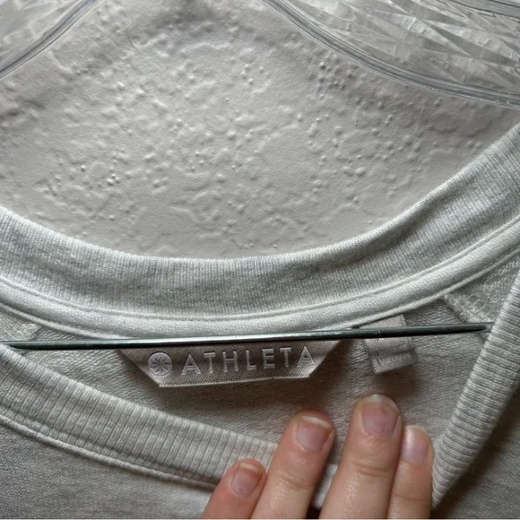 Athleta Light Gray Women's Sweatshirt crossover lounge workout layering minimal - Picture 2 of 7